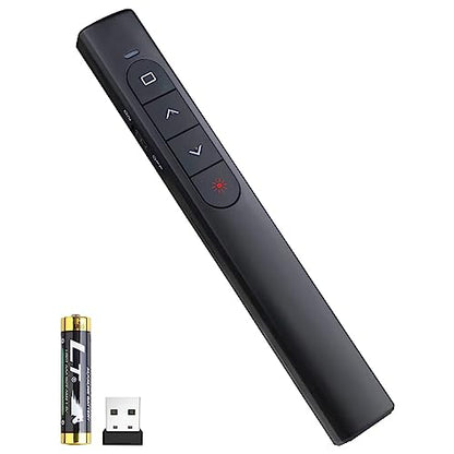 Wireless Presenter Remote, Presentation Clicker with Hyperlink & Volume Remote Control PowerPoint Office Presentation Clicker for Keynote/PPT/Mac/PC/Laptop(Battery Included) - style: USB-Black