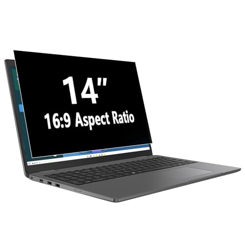 14 Inch 16:9 Laptop Privacy Screen Filter, Anti Scratch Anti Spy Anti-Glare Blue Light Screen Guard, Removable 14 In Security Shield, Matte/Glossy Double-Sided
