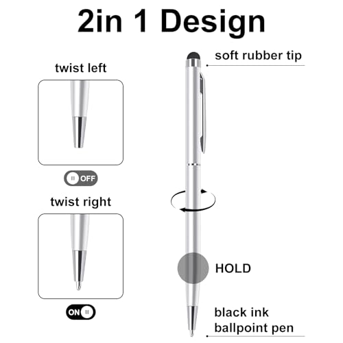 5-Pack Dual-Function Stylus Pens for Touch Screens & Writing - Compatible with iPad, iPhone, - color: Mixed