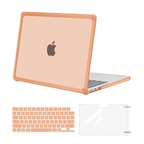 MOSISO Compatible with MacBook Air 13 inch Case M5 2026 M4 M3 M2 2025-2022 | A3449 A3240 A3113 A2681, 3 in 1 Kit Crack-Resistant Heavy Duty Protective Hard Shell Case Cover with TPU Bumper,Cosmic Orange - color: Cosmic Orange