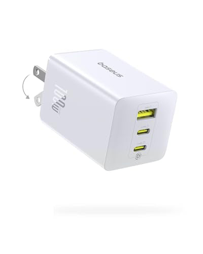 Baseus 100W USB C Charger Block, 3-Port Foldable Compact PPS Wall Charger, Fast Charging Power Adapter for MacBook Pro/Air, iPad, iPhone 17/16, Galaxy S24, Steam Deck & More (White) - style: 100W-White