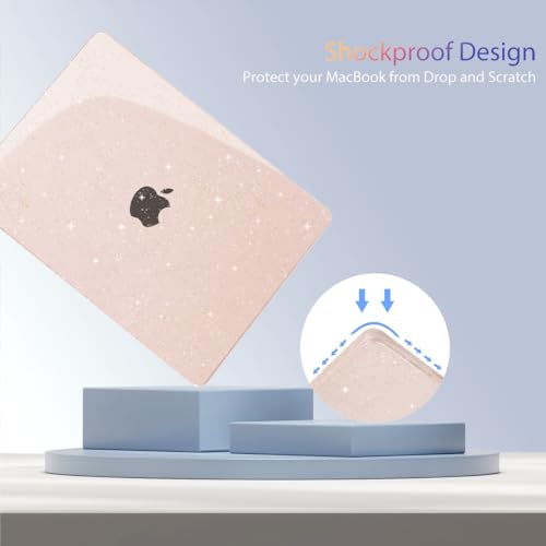 Teryeefi Glitter Case for MacBook Air 13.6 Inch M5 M4 M3 M2 Chip Release 2022-2024 2025 2026 fits Model A3449/A2681/A3113/A3240, Hard Shell Case with Keyboard Cover, Sparkly Cherry Blossom Pink - color: Sparkly Cherry Blossom Pink