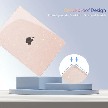 Teryeefi Glitter Case for MacBook Air 13.6 Inch M5 M4 M3 M2 Chip Release 2022-2024 2025 2026 fits Model A3449/A2681/A3113/A3240, Hard Shell Case with Keyboard Cover, Sparkly Cherry Blossom Pink - color: Sparkly Cherry Blossom Pink