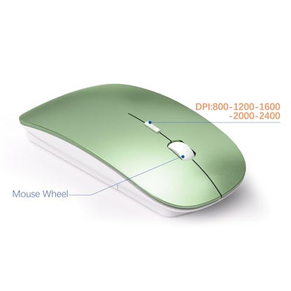 Wireless Keyboard and Mouse Ultra Slim Combo, TopMate 2.4G Silent Compact USB 2400DPI Mouse and Scissor Switch Keyboard Set with Cover, Batteries Included, for PC/Laptop/Windows/Mac - Green White - color: Green White