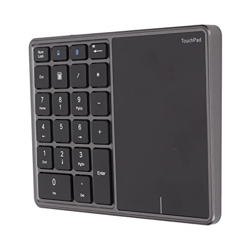 ASHATA 2 in 1 Number Pad, Mini 22 Keys Numeric Keypad, Blutooth 4.2 2.4G Dual Modes USB Number Pad Numpad with Touchpad for Laptop, PC, Desktop, Notebook(Iron)