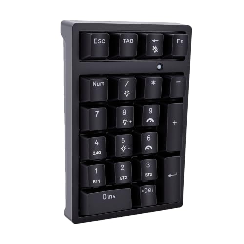 Mechanical Numeric Keypad Wireless Bluetooth 2.4G USB C Wired, 21 Key RGB Backlit Hot Swappable Number Pad with Quiet Rechargeable Battery, for Laptop PC Cashier Accounting Invoice