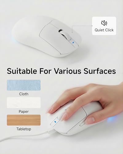 EWEADN Wired Keyboard and Mouse Combo with Detachable Wrist Rest, Quiet Ergonomic Keyboard Mouse Set with Multimedia Knob, RGB Backlit, Double-Shot Keycaps Natural Typing for Laptop, PC - White - color: White