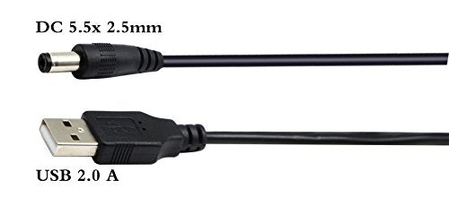 USB 2.0 A Male to DC 5.5x2.5mm Male Adapter Cable 5 Volt DC Barrel Power Jack Charging Cable for Tablet, Electronic Dog, Access Control Attendance (1M/3.3ft, DC5.5x2.5mm)(2packs) - color: 1M DC5.5x2.5mm