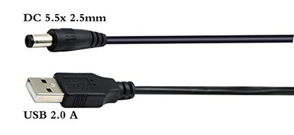 USB 2.0 A Male to DC 5.5x2.5mm Male Adapter Cable 5 Volt DC Barrel Power Jack Charging Cable for Tablet, Electronic Dog, Access Control Attendance (1M/3.3ft, DC5.5x2.5mm)(2packs) - color: 1M DC5.5x2.5mm