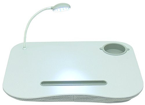 QVS Laptop Desk with Built-in Cushion, LED Light and Cup Holder