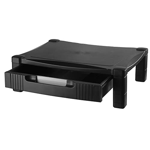 Kantek Monitor Stand With Drawer, 17" X 13.25" X 3" To 6.5", Black, Supports 50 Lbs - style: Single Level with Drawer