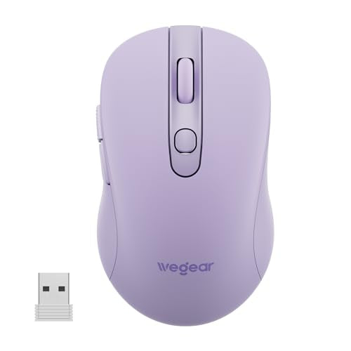 wegear USB Wireless Mouse for Laptop PC Mac, 2.4GHz Cordless Mouse-Purple | Ergonomic Portable Optical Computer Mice with 6 Buttons, 5-Level Adjustable 4000 DPI,24-Month Battery Life - color: Purple