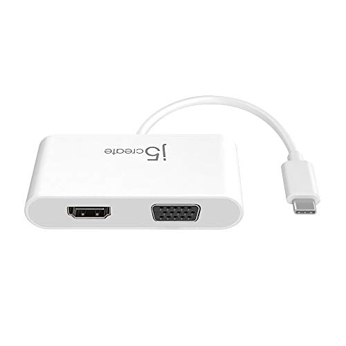j5create USB-C to HDMI/VGA Adapter - Support 4K60Hz HDMI or 1080p VGA, Mirror and Extended Mode - Compatible with iPad Pro, MacBook, Surface Laptop and Thunderbolt 3/4 (JCA174)