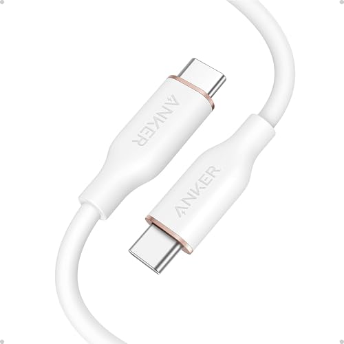 Anker PowerLine III Flow USB‑C para USB‑C, 240W Carregamento Rápido Turbo | USB 2.0 for iPhone 17 / 16 / 15 Series, MacBook Pro 2020, and More - color: White, size: 3FT