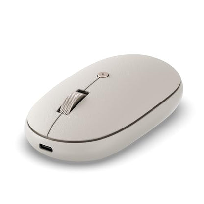 Satechi OntheGo Bluetooth Mouse with USB C Rechargeable Battery, Connect up 3 Devices, Compact and Portable Wireless Mouse for Laptop, Computer, Tablet – Sand - color: Sand