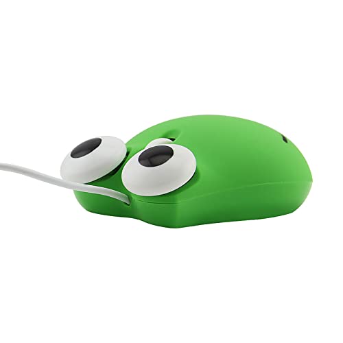 Sokelinn-six Wired Cute Mouse, USB Wired Mause for Kids with Lovely Cartoon Shaped, 1600PDI 3 Buttons Ergonomic Mini Mice for PC Laptop Desktop (Green Frog) - color: Green Frog
