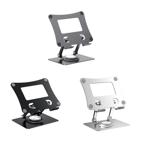 Adjustable Laptop Stand with 360 Degree Rotatable Base Foldable Laptop Holder for Desk Ergonomic Computer Notebook - color: Black