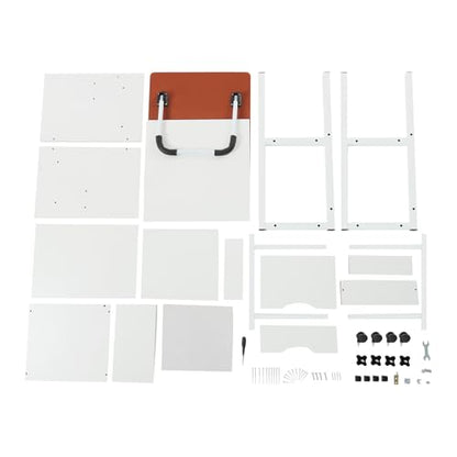 Overbed Table with Wheels, Movable Bedside Table Height Adjustable Over Bed Desk Foldable Rolling Laptop Desk with Drawers for Home & Hospital Use (White) - color: White