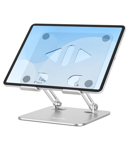 Aoviho Tablet Stand for Desk,Adjustable Tablet Holder,Silver | Stable Aluminum Design, Fits iPad Pro/Air/Mini & Samsung Tablets, Adjustable Viewing, Ideal for Office & Home - color: Silver
