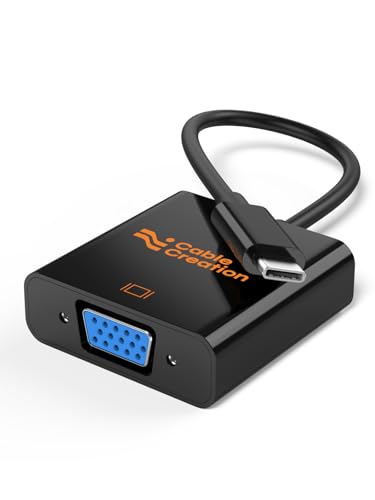 CableCreation USB C to VGA Adapter, Type C to VGA 1080P@60Hz Converter | Thunderbolt 3/4 USBC to VGA Convert for iPhone 15/16 Series, MacBook Pro/Air, iPad Pro, iMac, Surface Book, Old Mac Monitor