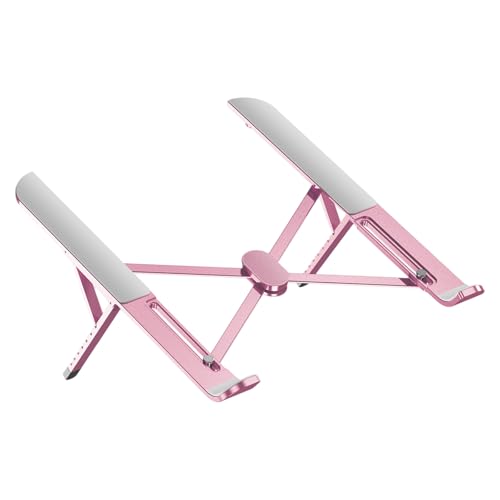 Multiple Angled Laptop Stand with Alloys Construction and Silicone Grips for Secure Placement and Viewing Foldable Laptop Stand - color: pk