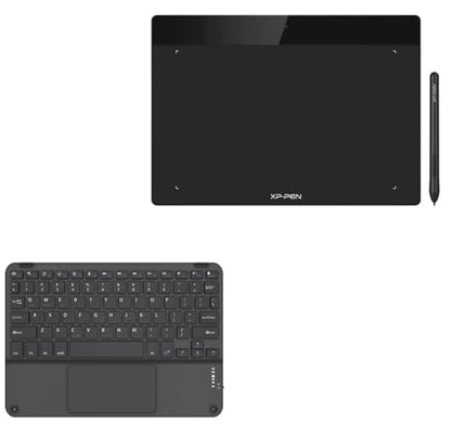 BoxWave Keyboard Compatible with XP-Pen Deco Fun L - SlimKeys Bluetooth Keyboard with Trackpad, Portable Slim TouchPad - Jet Black