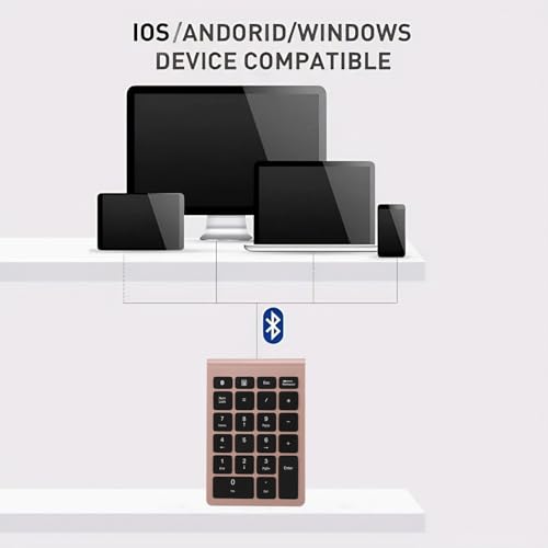 Wireless Number Pad Rose Gold Ultra Thin Numeric Keypad Fast Rebound Speed Mini Keyboard Portable 5.0 Bluetooth for Laptop PC Computer