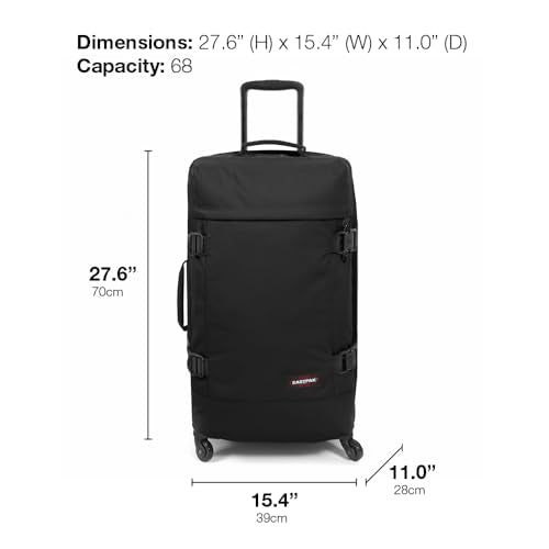 EASTPAK TRANS4 M – 68L Medium Checked Luggage Bag, Two Compartments, TSA Lock, 360° Spinner Wheels, and Telescopic Handle, Ultra Marine - color: Ultra Marine, size: 68 Liter Checked Bag