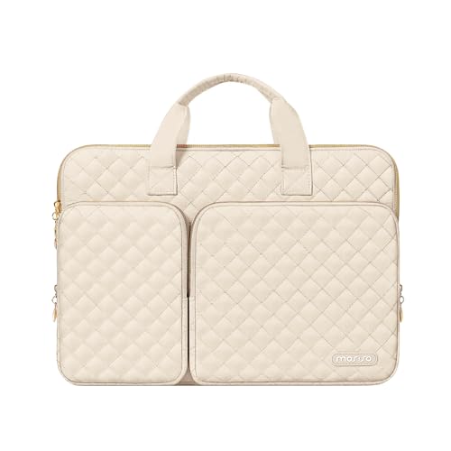 MOSISO 360 Protective Laptop Case 16 inch,15-15.6 inch Laptop Sleeve | Compatible with MacBook Pro 16 M5 M4 M3 M2 M1 HP Acer Dell Lenovo,Square Quilted Bag with 2 Pockets&Handle&Belt, Sand - color: Sand, size: 16 inch