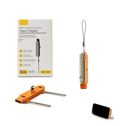 Sideways Phone Stand Detachable Type-C Compatible Stand for Phones & Tablets - 360° Rotation, 0-120° Tilt(Orange Stand) - color: orange stand only