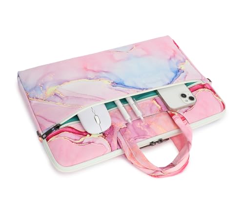 Water Resistant Laptop Shoulder Sleeve Case Bag for MacBook Pro 16 inch and 15.6 inch and 16 inch laptop (Pink Marble) - color: Pink Marble