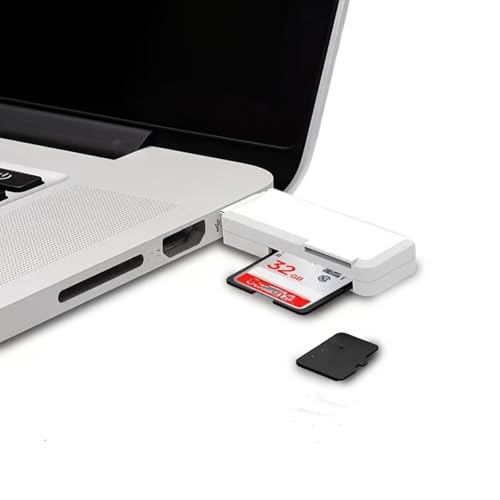 2-in-1 Mini USB 3.0 Card Reader, SD/Micro SD/TF Memory Card Adapter for PC & Laptop, High Speed Dual Slot Memory Card Adapter (Black)