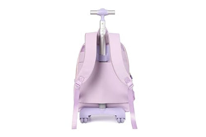Kids Backpack for Girls Luggage School Trolley Bag with Lunch Box 3pc Set (HEY PURPLE) - color: Hey Purple