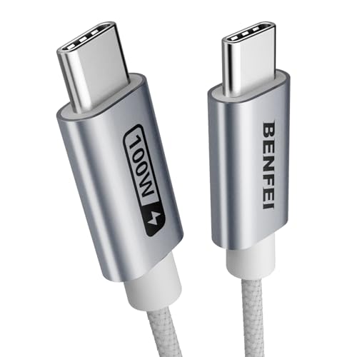 BENFEI 100W Silicone USB C Fast Charging Cable(3.3ft), Aluminum Shell, Woven Design for iPhone 15/15Pro/15Plus/15ProMax MacBook Pro/iPad Pro/Air 4,Samsung Galaxy S23+/S23 - color: Silver, size: 3 Feet