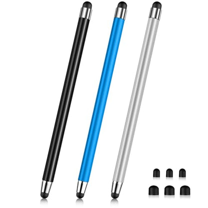 Stylus (3 Pcs), 2-in-1 Stylus Pen for Touch Screen, High Precision and Sensitivity, Suitable for iPad/iPhone/Samsung/Android Smartphone and Tablets, Compatible with All Touch Screen - color: Silvery/Blue/Black