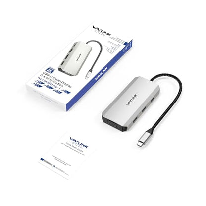 WAVLINK Laptop Docking Station, Quad Monitors, Dual DisplayPort, HDMI, VGA | Single 8K@60Hz, 100W PD in,3×USB-A for wireless devices, Compatible with Dell/HP/Lenovo, Windows Only