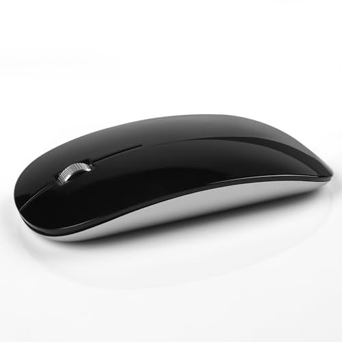 DC Wireless Mouse, 5 in 1 Bluetooth USB C Rechargeable Mouse for Laptops Disktops Tablets Compatible with Apple MacBook Pro/Air iPad iMac Sureface Chromebook Computer (Black Silver) - style: Black Silver