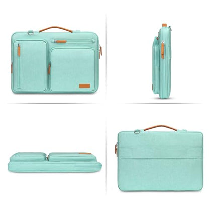 MOSISO 360 Protective Laptop Shoulder Bag, 14 inch Computer Bags | Compatible with HP Lenovo Dell ASUS Acer, HP, Dell, Lenovo,Side Open Messenger Bag with 4 Zipper Pockets&Handle, Aqua Green - color: Aqua Green, size: 14 inch