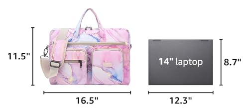 Laptop Shoulder Bag15.6inch women men Waterproof 16inch Computer Bags Women Business Office Work Bag Briefcase 14 inch case - color: Pink Marble