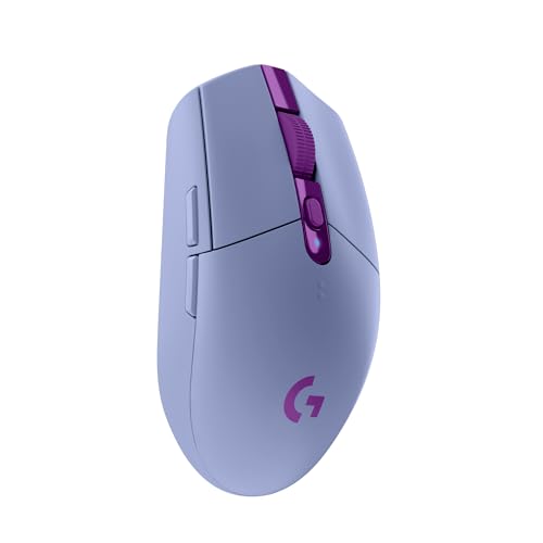 Logitech G305 Lightspeed Wireless Gaming Mouse, Hero Sensor, 12,000 DPI, Lightweight, 6 Programmable Buttons, 250h Battery, On-Board Memory, Compatible with PC, Mac - Lilac - color: Lilac, style: Classic
