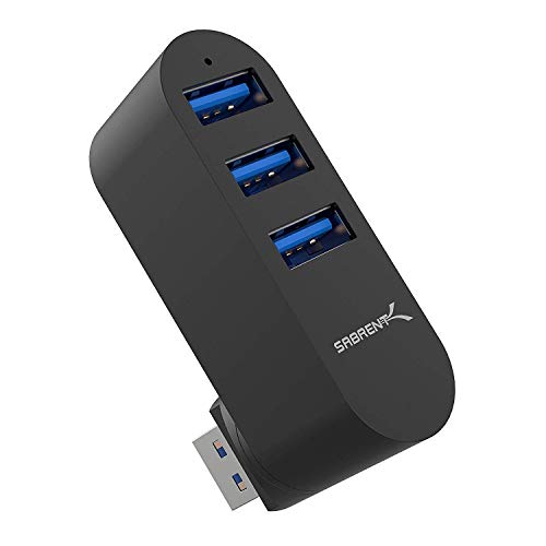 SABRENT Premium 3 Port Aluminum Mini USB 3.0 Hub [90°/180° Degree Rotatable] (HB-R3MB) - color: Black