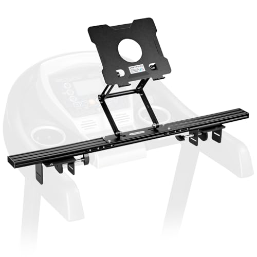 INMAKER Treadmill Desk Attachment, Universal Treadmill Laptop Holder Stand | Basic Version, Adjustable Height and Width, Aluminum Stand, Matte Black(No Tray Included)
