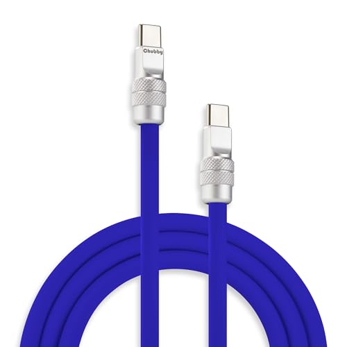 chubbycable USB C to C 240W Silicone Fast Charging Cable, Dark Blue, 3.3FT | Premium Zinc Alloy Connectors, 6mm Extra Thick, 45,000+ Bend Tested, E-Marker Chip, Stable 480Mbps Data Transfer - color: Dark Blue, size: 3.3ft (1m), style: Type C-Type C