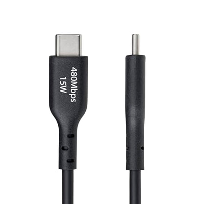 StarTech 3ft/91cm USB-A to USB-C Charging Cable, 3A, Black (USB2AC3FBKE) | USB 2.0 480Mbps, TPE jacket, Male to Male, Aluminum braided shield, 15W, Charge and Sync - color: Black, size: 3 ft, style: 1-Pack