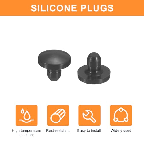 uxcell 25Pcs Silicone Plugs, Rubber Round Snap in Locking Hole Plugs for 2.5-3mm Hole, Hole Stoppers Waterproof Hole Plug for Metal Tube, Furniture End Caps Inserts, Black - size: 2.5-3mm