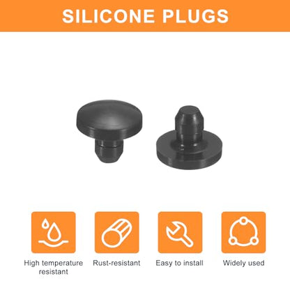 uxcell 25Pcs Silicone Plugs, Rubber Round Snap in Locking Hole Plugs for 2.5-3mm Hole, Hole Stoppers Waterproof Hole Plug for Metal Tube, Furniture End Caps Inserts, Black - size: 2.5-3mm