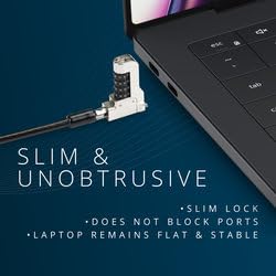 Kensington PortLock Combination Laptop Lock for USB-C Slots, 6ft Carbon Steel Security Cable, Resettable 4-Digit Code, for Laptops, Chromebooks & Tablets (K64549WW) Black