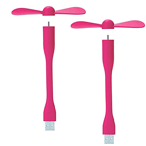 Sokelinn-six USB Flexible Fan, Mini Portable Cooling Fans USB Powered for Power Bank Laptop PC AC Charger - 2 Pack (Pink) - color: Pink