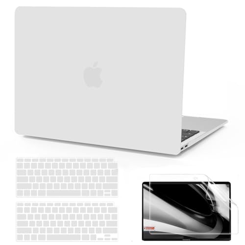 B BELK for MacBook Air 13 inch Case M1 2021 2020-2018 A2337 A2179 A1932 | Matte Plastic Laptop Hard Shell for MacBook Air 13.3 inch Case with Keyboard Cover & Screen Protector, Frost Clear - color: Frost Clear
