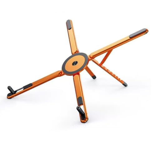 4-in-1 Foldable Laptop Stand, Magnetic Phone Stand & Selfie Stick with 180° Rotating Magnetic Head, Portable Travel Laptop Holder Tripod, 8-Level Ergonomic Height Adjustable Stand (Orange, 1 PCS) - color: Orange, size: 1 PCS